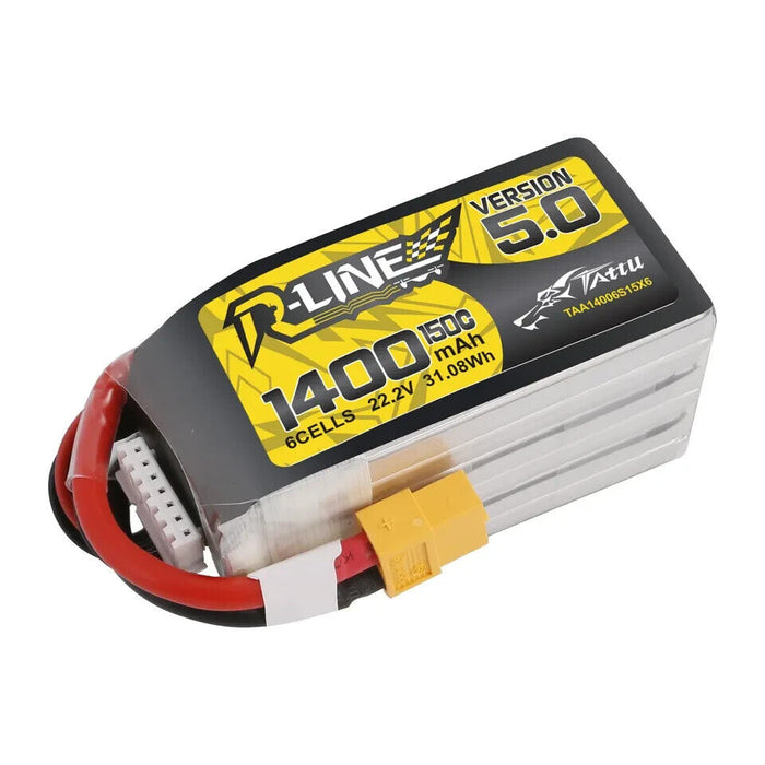 Tattu R-Line Version 5.0 1400mAh 22.2V 150C 6S Lipo Battery Pack With XT60 Plug