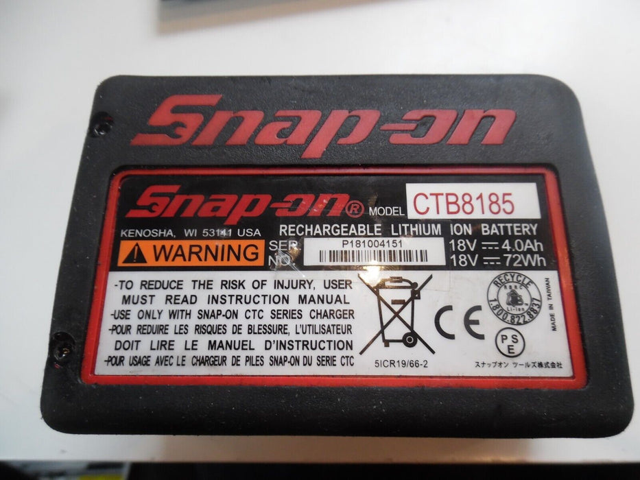 Snap On Tools 18v MonsterLithium Lithium Ion 4.0ah Battery Red CTB8185
