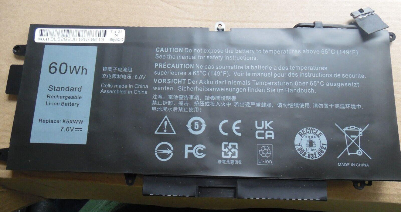 battery K5XWW  for Dell Latitude 7389 7390 5289 2-in-1 L3180