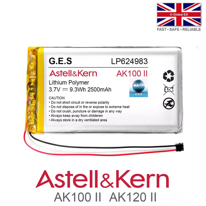 Astell & Kern AK100 II AK120 II Portable Audio Player Battery - 3.7V 2500mAh
