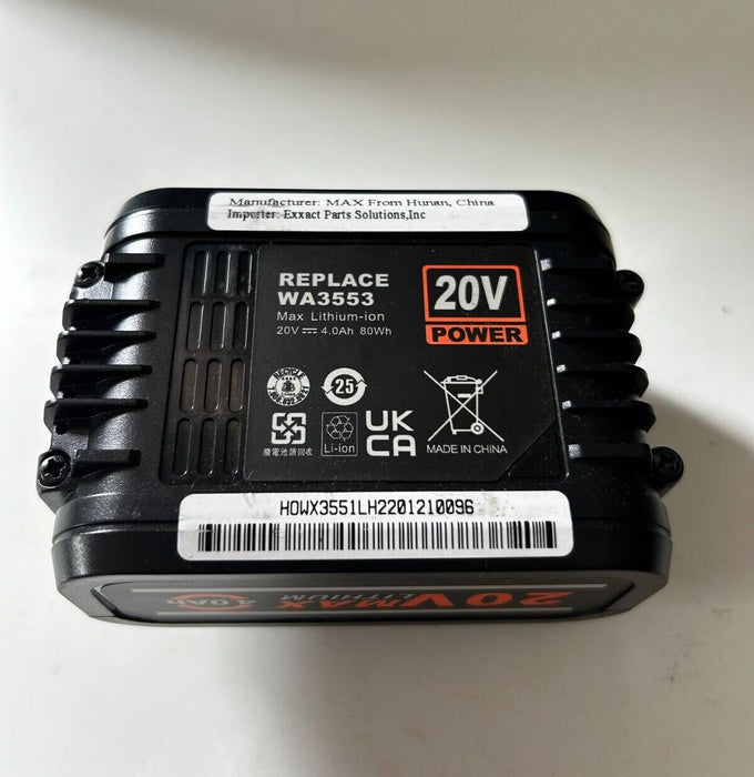 Replacement WA3553 20V 4.0Ah Lithium Battery for Powershare Battery Platform