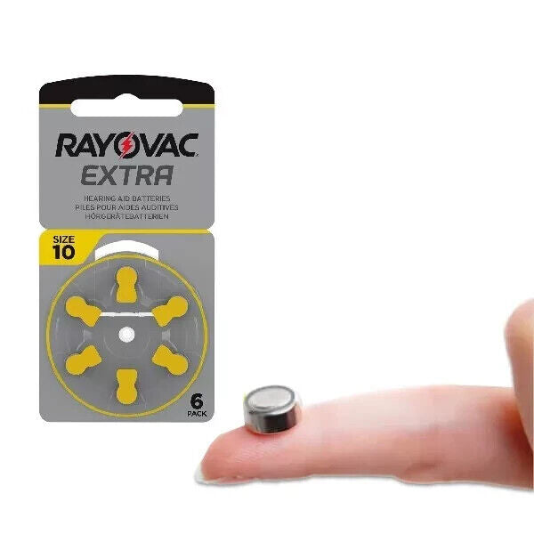 6 Rayovac Extra Advanced size 10 P10 Hearing Aid Batteries 1.45V Zinc Air 6bl