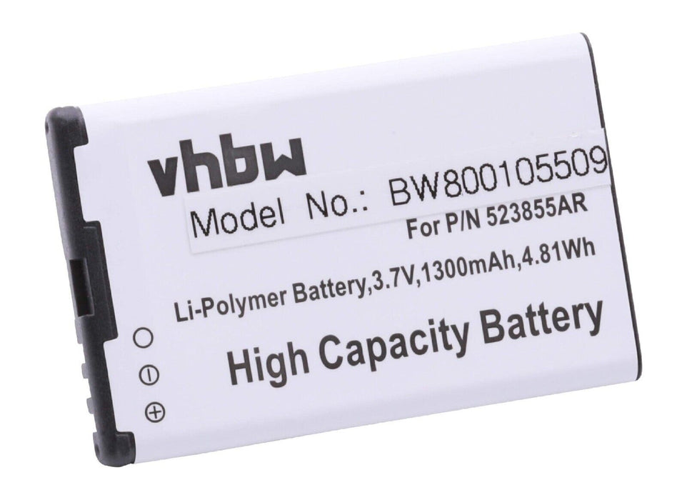vhbw Battery 1300mAh (3.7V) Mobile Sagem Alium, 253491226 replaces P/N 523855AR.