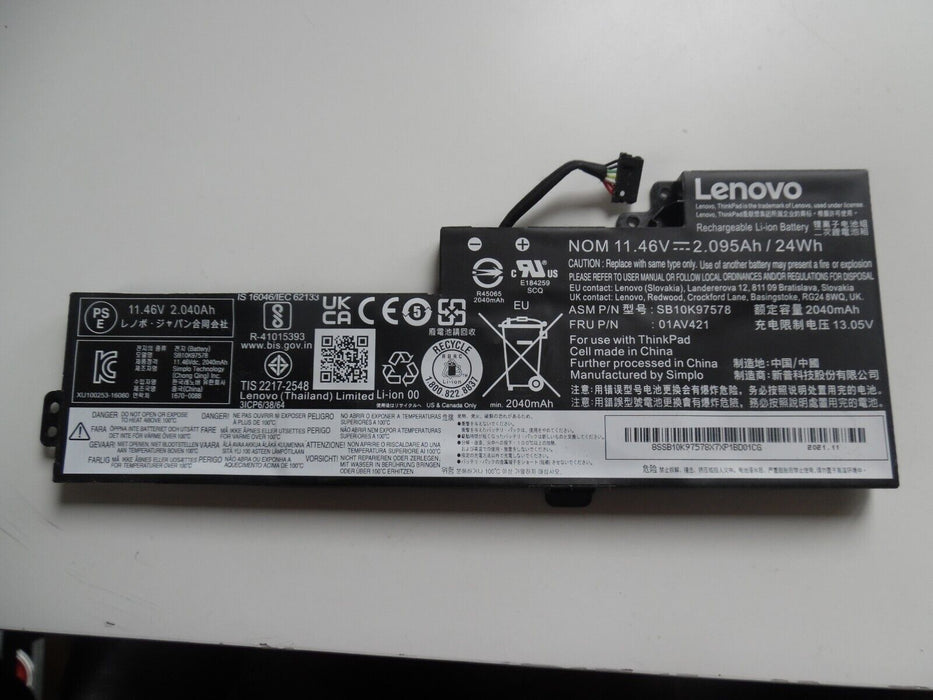 Notebook Battery for Lenovo SB10K97578 11.46 Volt Li-polymer Laptop Battery