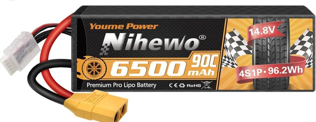 Nihewo 14.8V RC Battery 6500mAh 90C HardCase Lipo Batteries XT90 Connector Compa