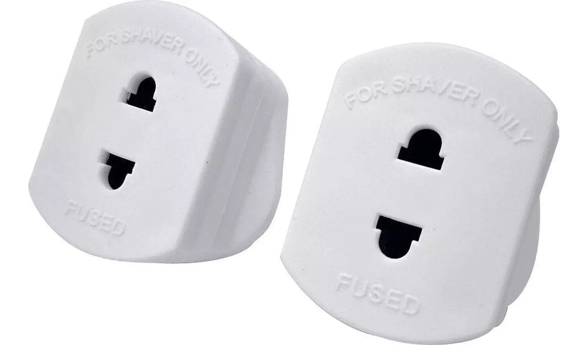 2x Pack of Shaver Adaptor UK 3 Pin to 2 Pin Socket Plug Fuse ideal for