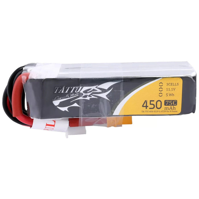 Tattu 450mAh 11.1V 75C 3S RC Lipo Battery Pack With XT30 Plug - Long Size