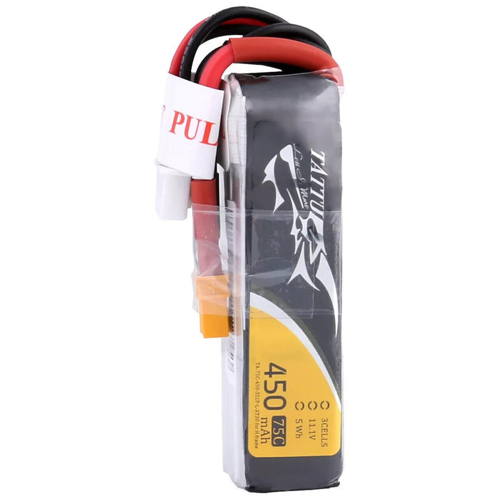Tattu 450mAh 11.1V 75C 3S RC Lipo Battery Pack With XT30 Plug - Long Size