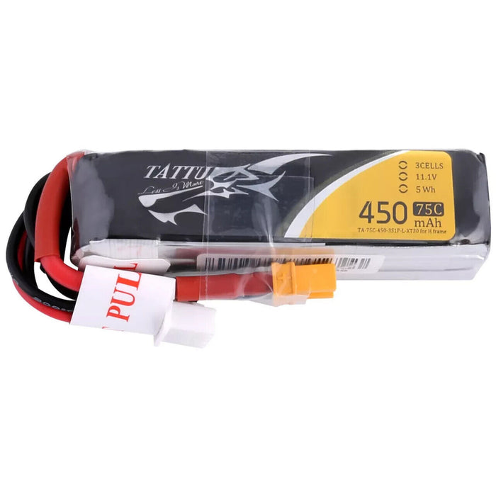 Tattu 450mAh 11.1V 75C 3S RC Lipo Battery Pack With XT30 Plug - Long Size