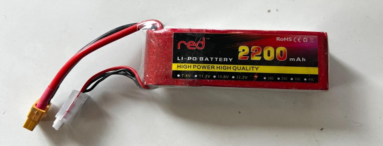 Red Power 2200mah 11.1v 3S Lipo Battery 25C w/ XT60 103 x 35 x 23mm