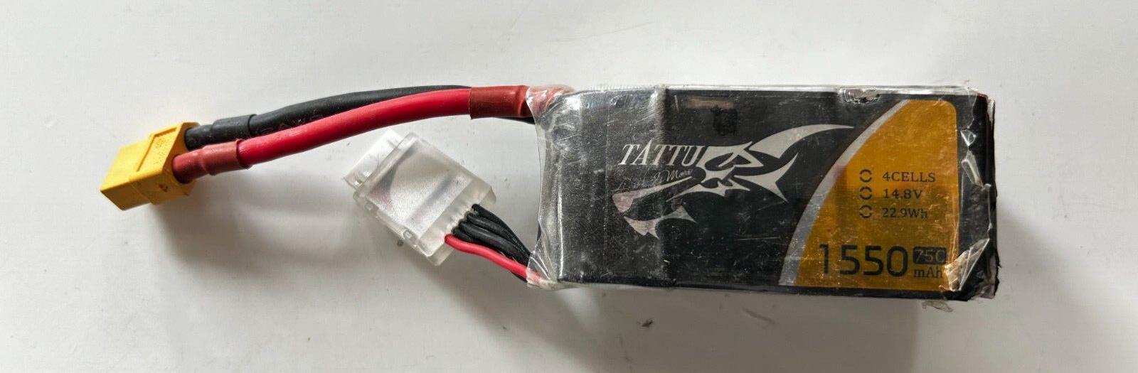 TATTU 1550mAh 14.8V 75C 4S1P Lipo Battery Pack Used