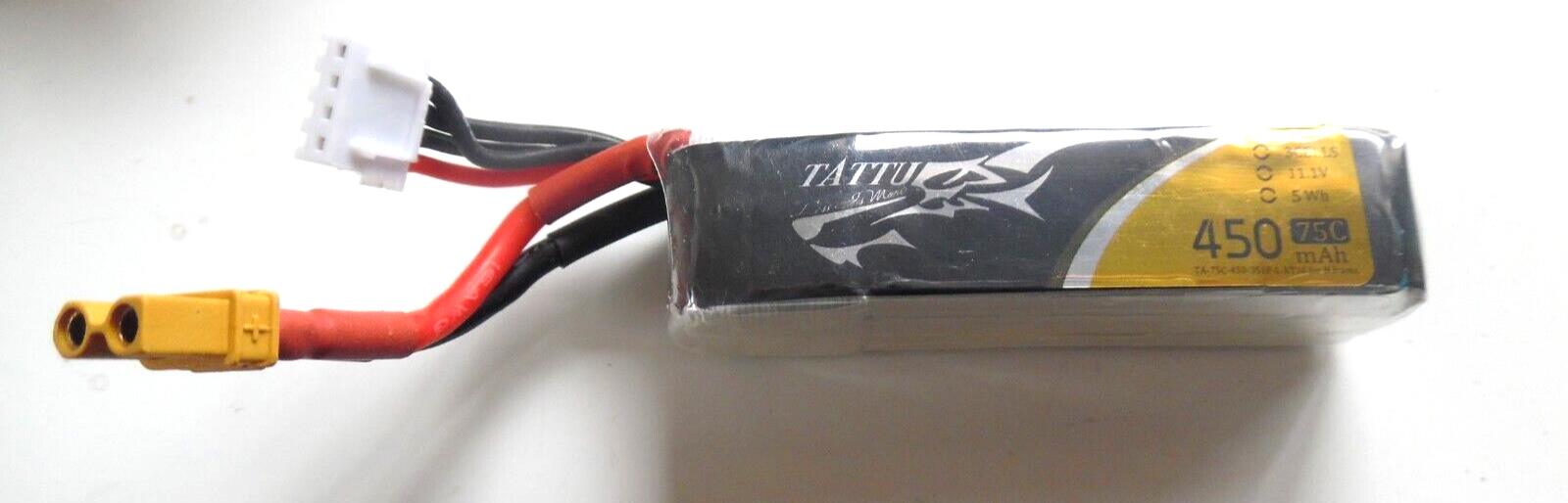 RC Battery TATTU 450mAh 11.1V 3S or 14.8V 4S 75C Lipo XT30 Long Style - 2 pack