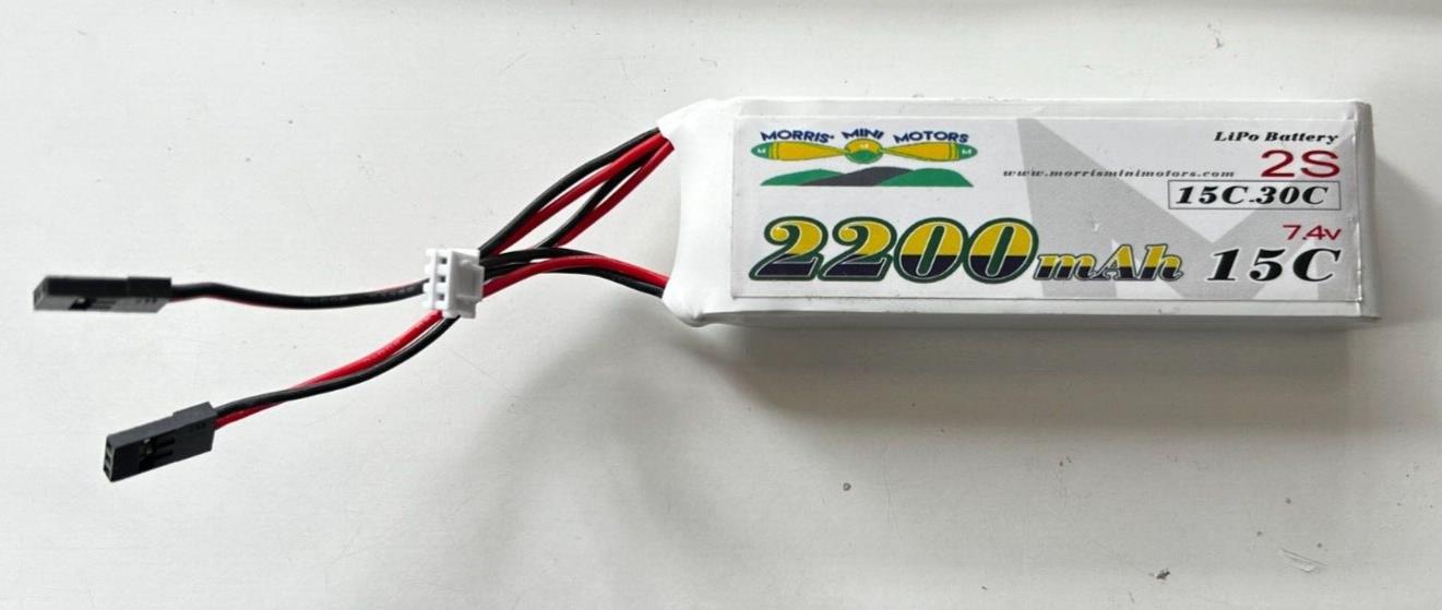 Morris’ Mini Motors 2s 7.4v 2200mAh 15c - 30c RX & Ignition LiPo Battery With JR