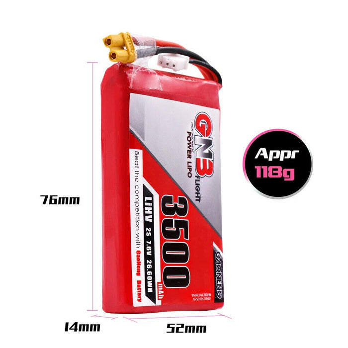 Gaoneng GNB 7.6V 3500mAh 2S HV LiPo Battery XT30 Plug for QX7 Transmitter - 1pcs