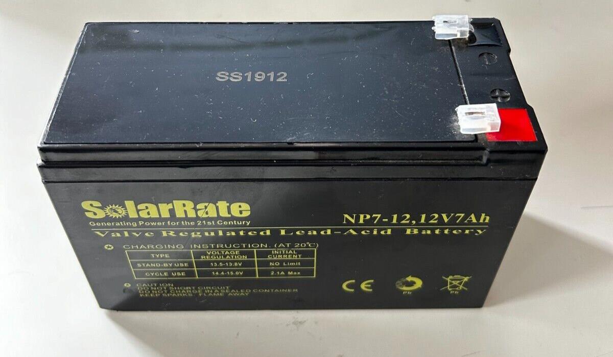 SolarRate NP7-12 12V 7Ah Battery For Caravan Scooter Lead Acid