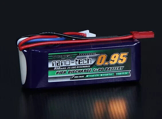 Turnigy Nano-Tech 950mAh 3S 11.1V 25C 50C Lipo Battery Pack Mini-JST 3D Pilots