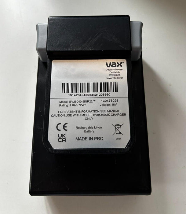 Vax BV25040 ONEPWR 4.0 Ah Battery for Cordless Vacuum Cleaners.