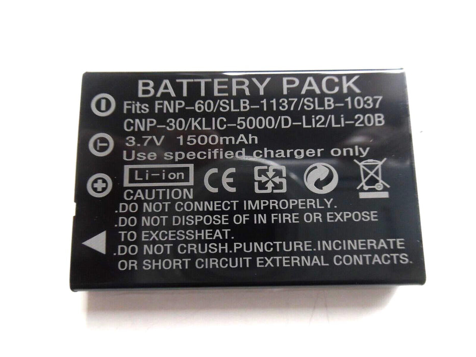 3.7V Rechargable 1500mAH Battery for CREATIVE NP-60, DiVi CAM 428 Li-ion NEW