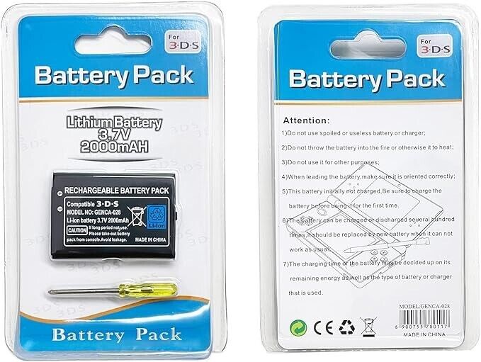 New Rechargable Battery Pack for Nintendo New3DS 3.7V 2000mAh CTR-003