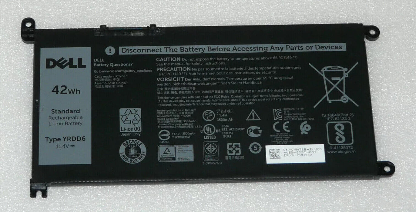 GENUINE DELL INSPIRON 14 5481 5482 2-IN-1 14 5485 2-IN-1 42WH BATTERY YRDD6