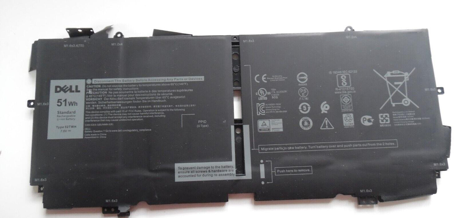 Dell Laptop Battery for Dell XPS 13 7390 2-IN-1 51WH 7.6V 52TWH