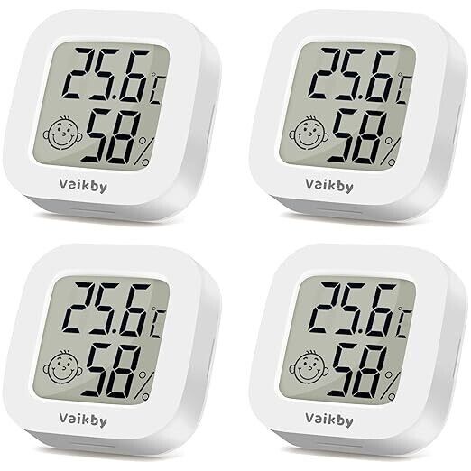 4Pack Room Thermometer Vaikby, Indoor Thermometer Hygrometer, Mini Digital Tempe