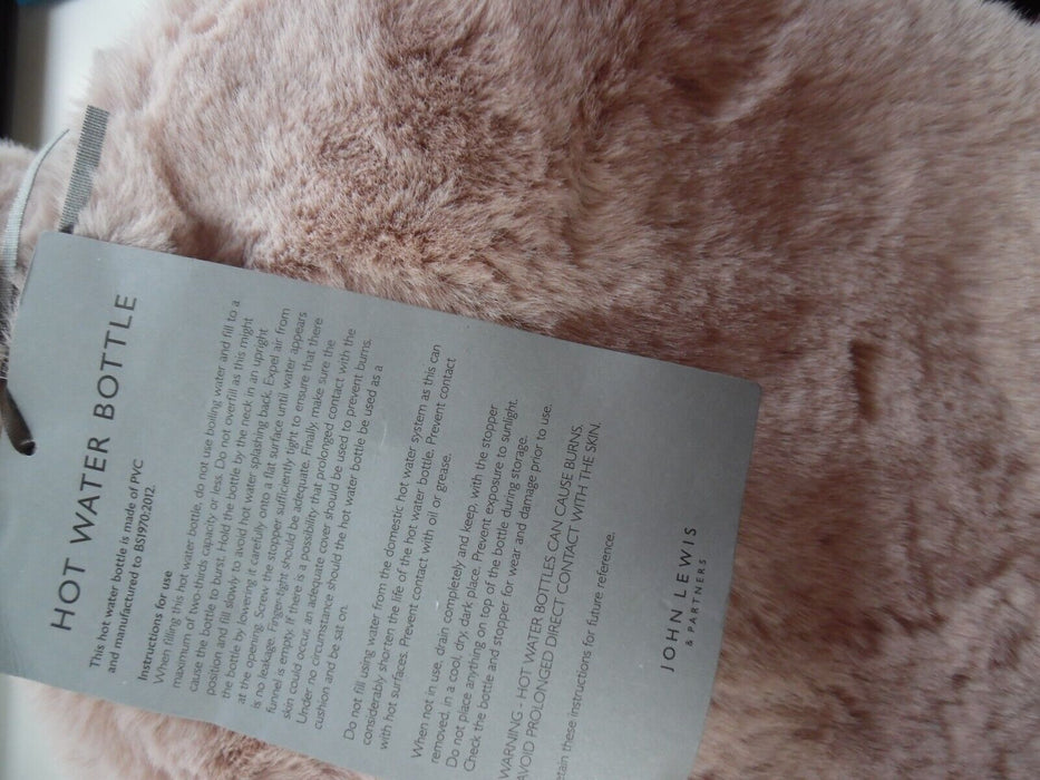 John Lewis Faux Fur Hot Water Bottle - light Pink -