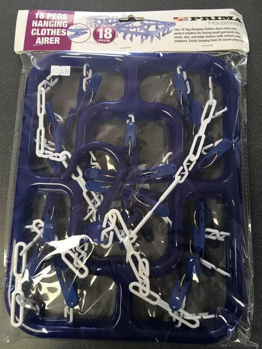 Prima Houseware 18 Pegs Hanging Clothes Airer Blue and White