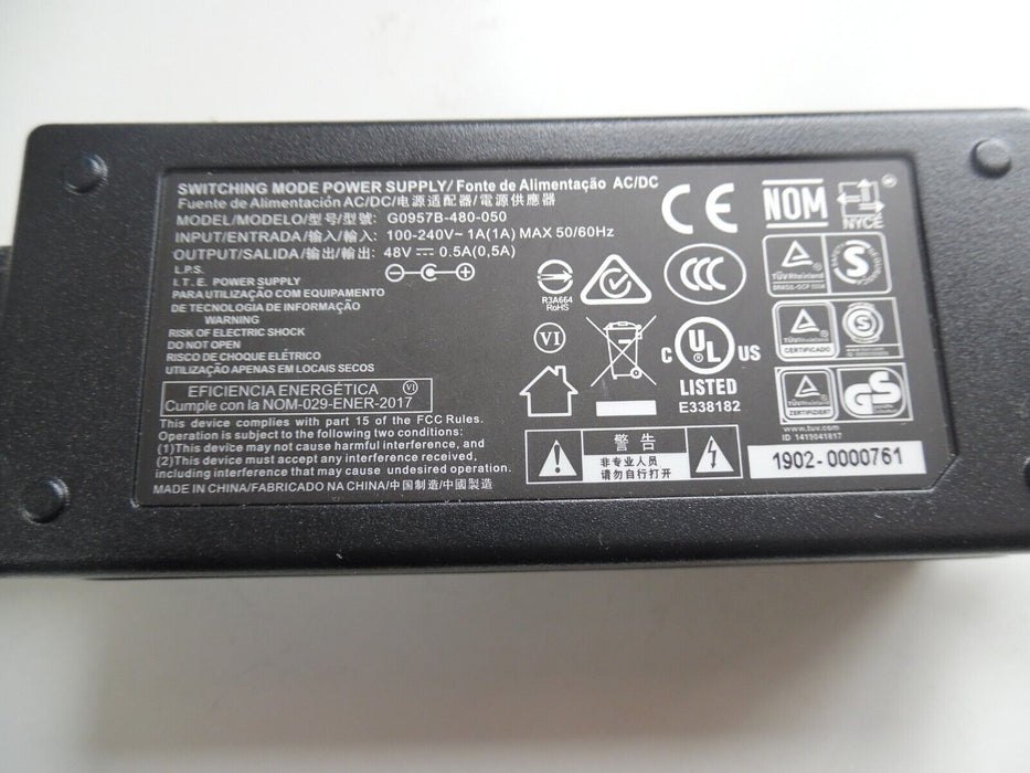 AC ADAPTER- LAPTOP 48V 0.50A, BARREL 5.5/2.1MM, 3-PRONG G0957B