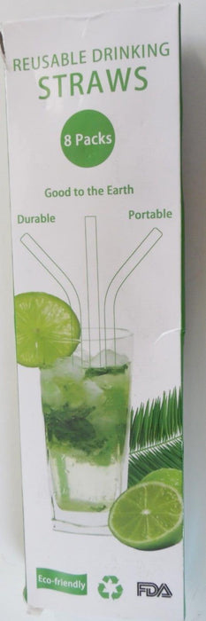 8 rubberized drinking straws - reuseable with carry pouch