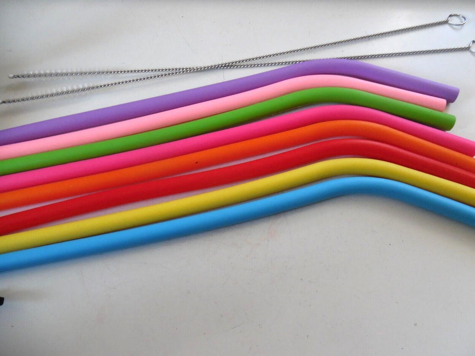 8 rubberized drinking straws - reuseable with carry pouch