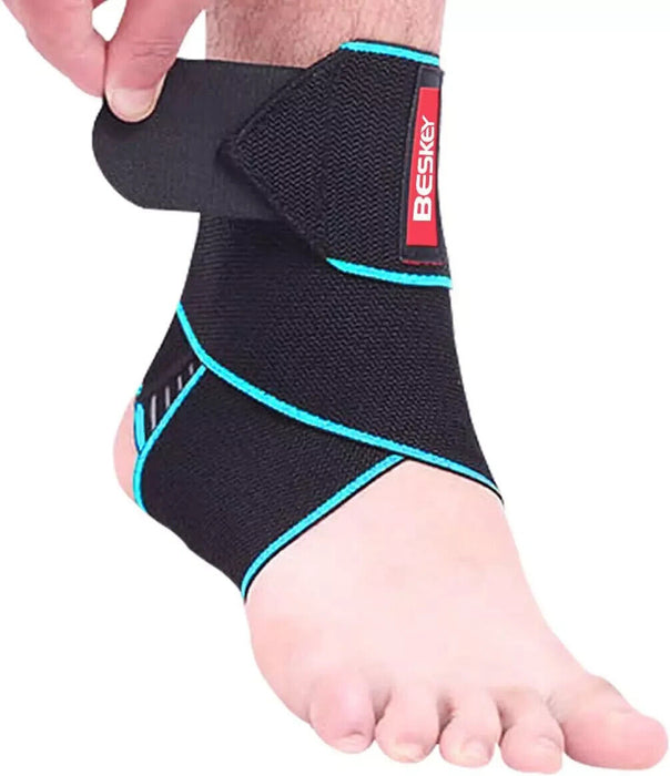 BESKEY Ankle Support Brace Adjustable Breathable Elastic Nylon Material