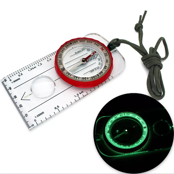 Multifunctional Compass Map Scale Ruler Outdoor Hiking Camping Survival Kit