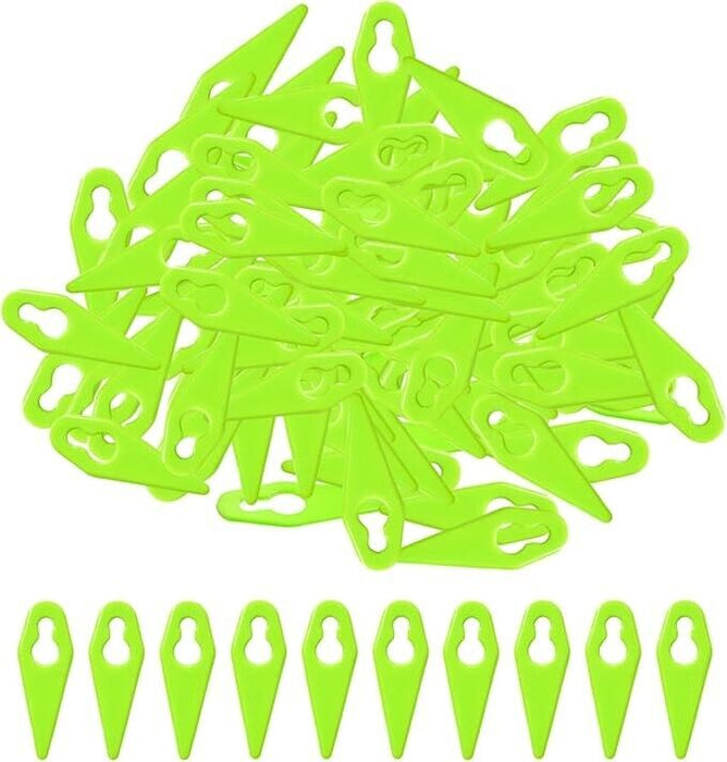 100 PCS Green Plastic Blades, Lawn Mower Replacement Blades, Groomer Scraper Acc