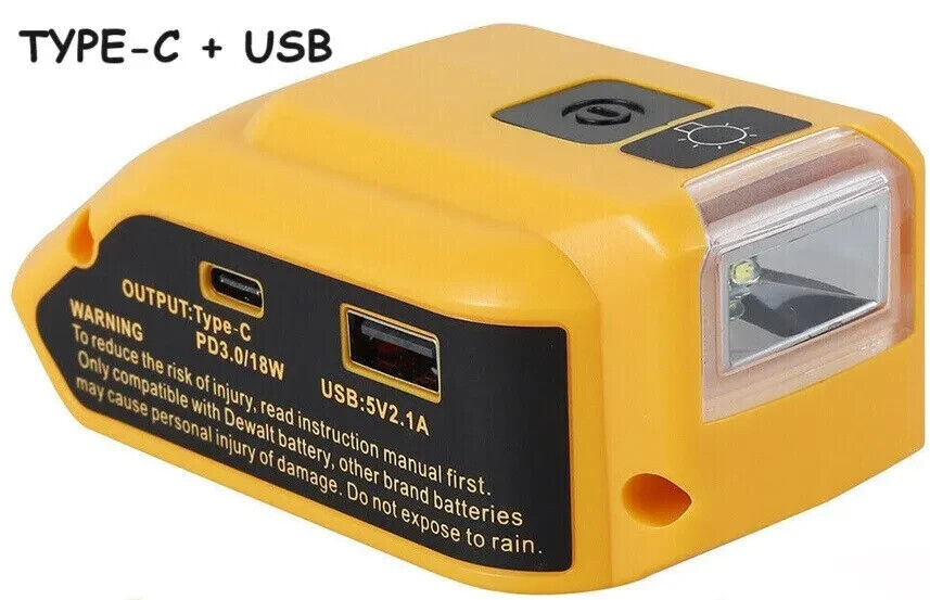 Dewalt type DCB090 Dual USB TypeC Charging Battery Adapter Power Charger 18V
