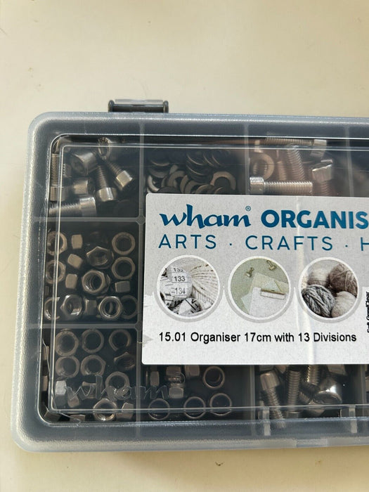 Wham Organiser Box 15 Sections 13 Dividers Assorted Nuts and Bolts