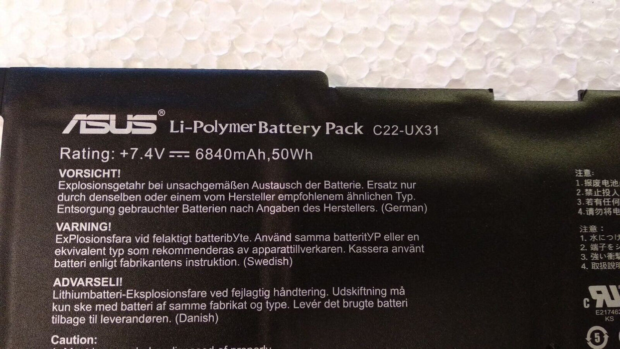 Original used BATTERY 6800mAh Asus ZenBook UX31, UX31A, UX31E (C22-UX31)