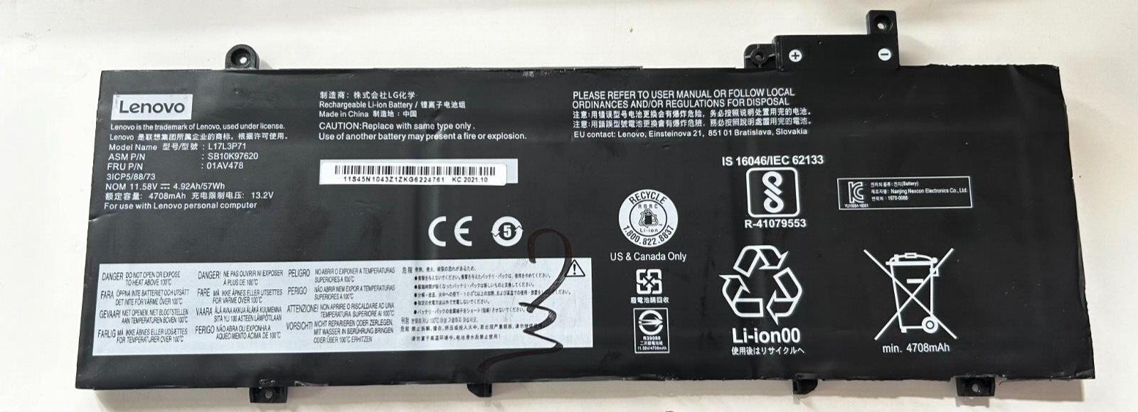 Genuine Battery 01AV479 01AV480 For Lenovo ThinkPad T480s L17L3P71 80%+ CAPS