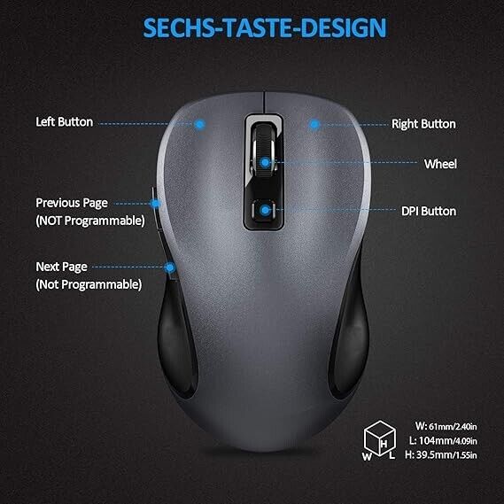 Wireless Mouse, TedGem 2.4G Portable Computer Mouse Optical USB Mouse Cordless M