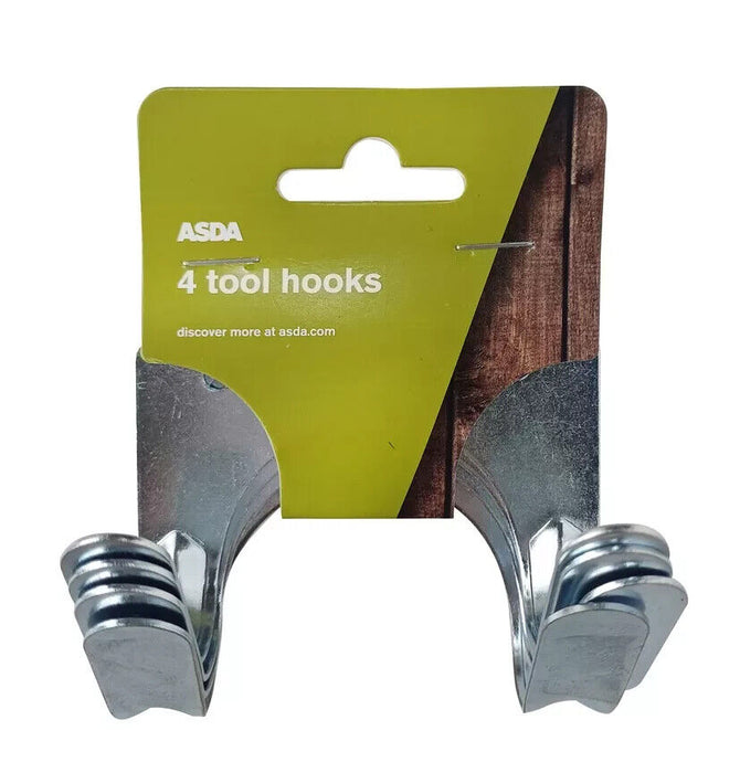 ASDA Tool Hooks 4 Pack Metal Tool Hooks For Shed