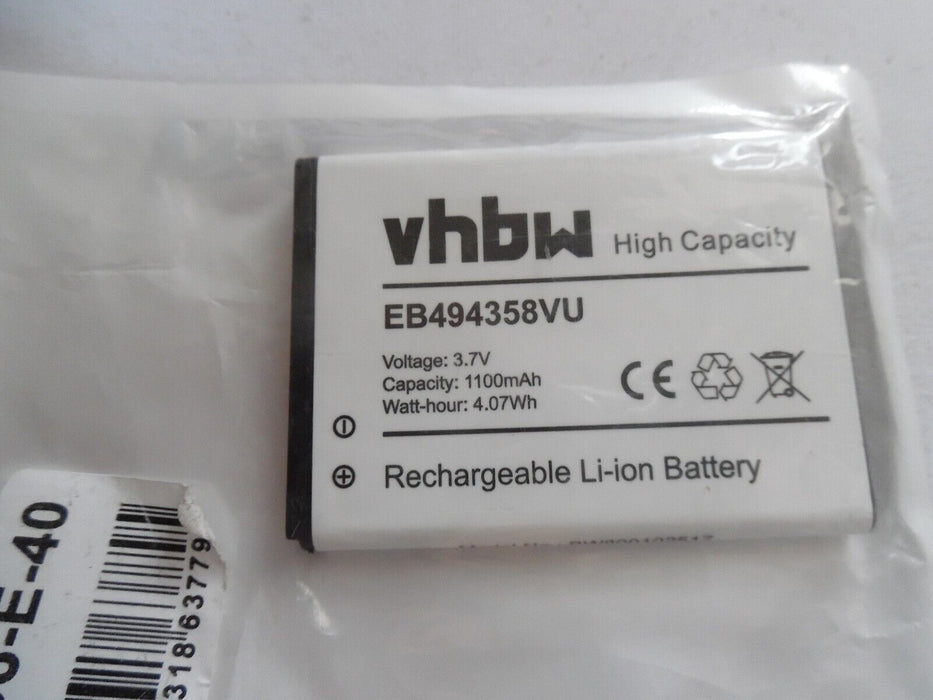 Replacment Battery for Samsung GT-I5500 AB474350BU, EB494358VU, AB6288590DU
