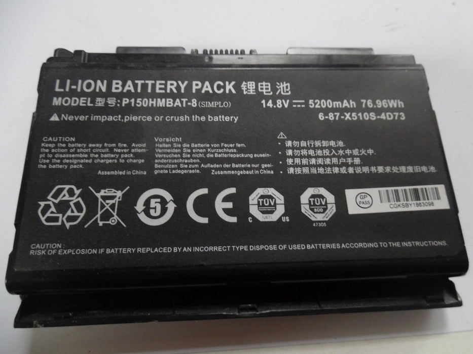 Battery for Clevo P150 P170EM Sager NP8130-P150HMBAT-8 5200mAh 14.8V