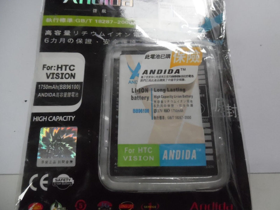 3.7V battery for HTC Vision, 35H00140-01M, BA S450, Mozart, T-Mobile G2, BB96100