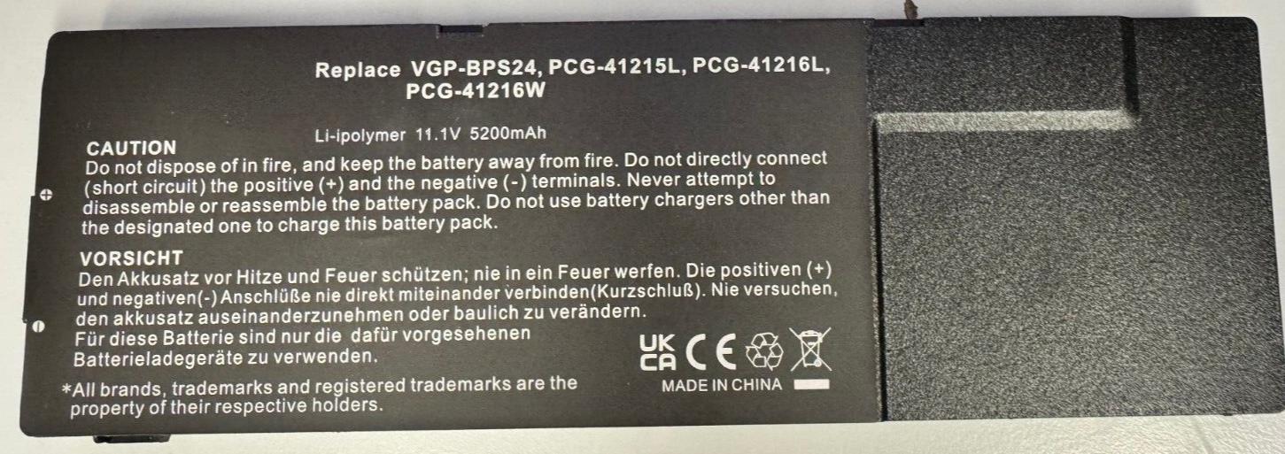 BATTERY VGP-BPS24 For SONY PCG-41215L PCG-41216L PCG-41216W LIPO 11.1V 5200Ah