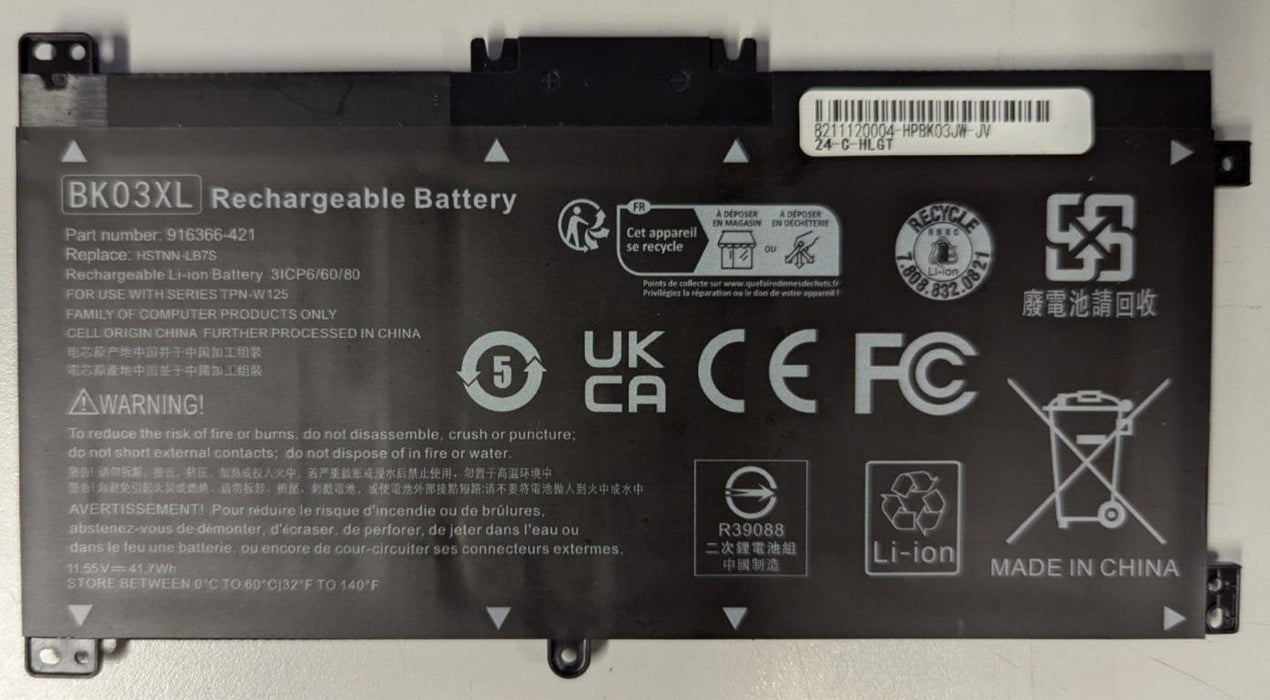Battery BK03XL for HP Pavilion x360 14-BA Serie HSTNN-UB7G 916811-855 916366-541