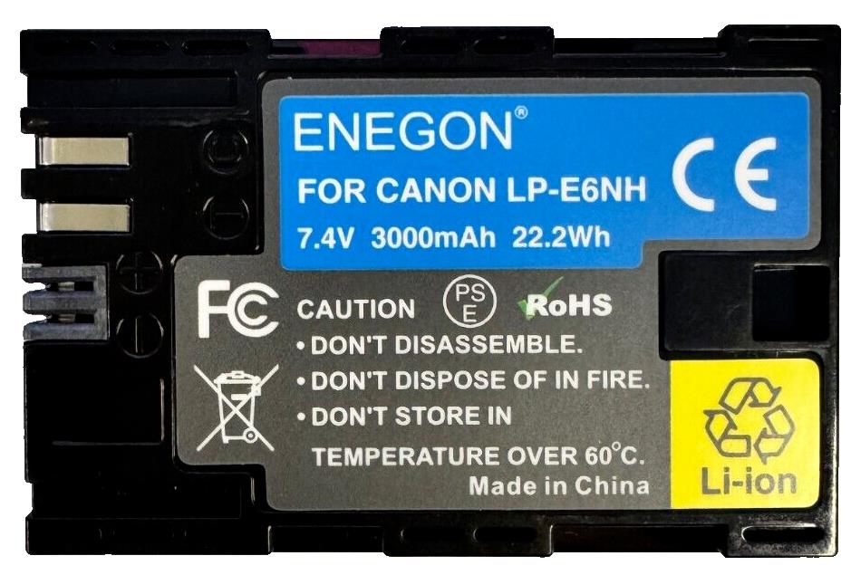 For Canon Enegon LP-E6NH 7.4V 3000mAh 22.2Wh Battery