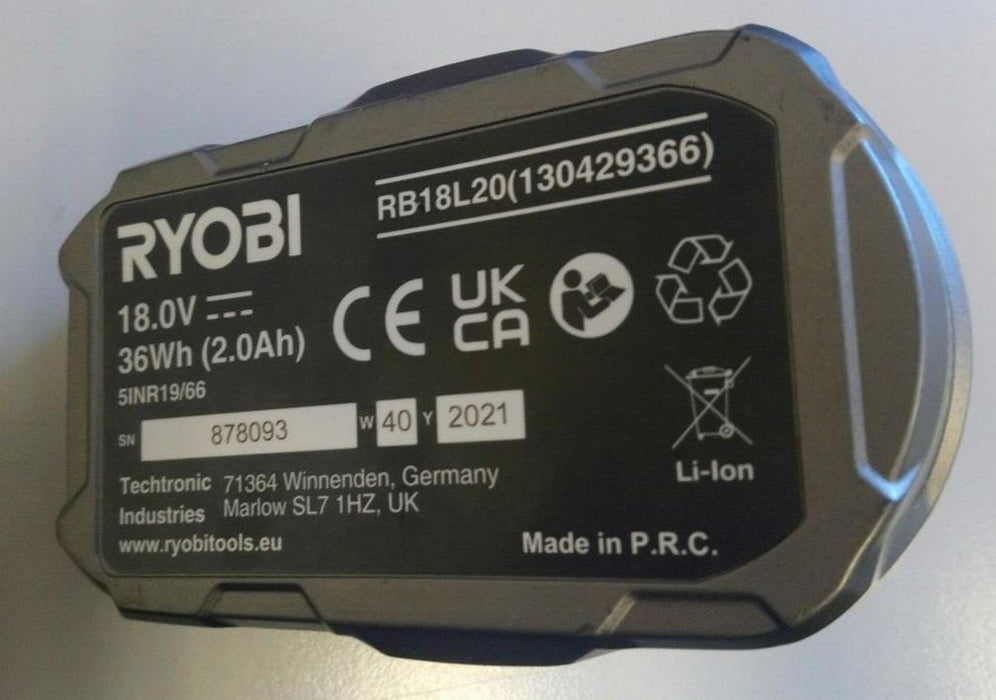 RYOBI ONE+ 18V 2.0Ah Lithium-Ion Battery RB18L20
