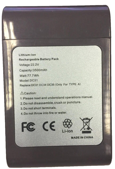 DC31 Type A 22.2V 3500mAh Replacement Battery Replaces DC31 DC34 DC35 For Type A