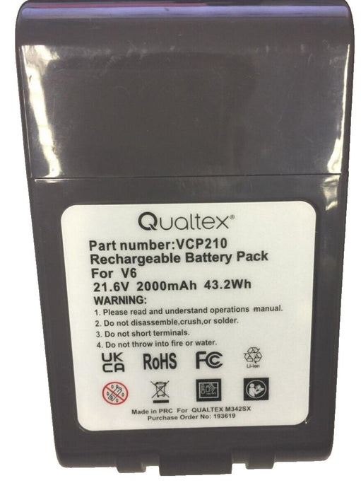 Qualtex Replacement Battery For Dyson V6 Model 2000mAh 21.6V