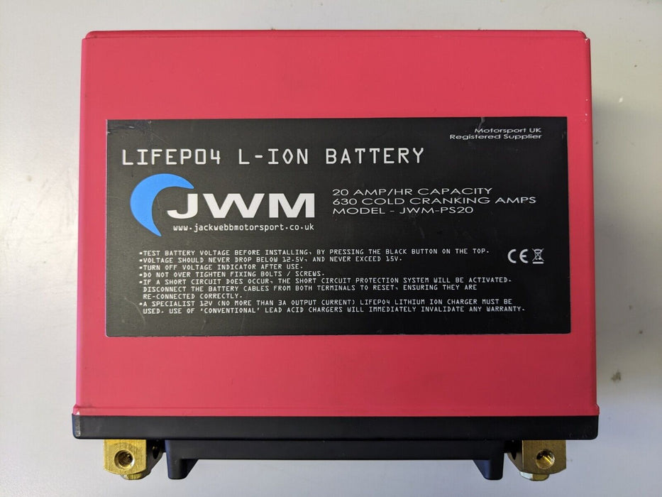 JWM LifeP04 20 Amp/Hr Lithium Ion Battery Model JWM-PS20